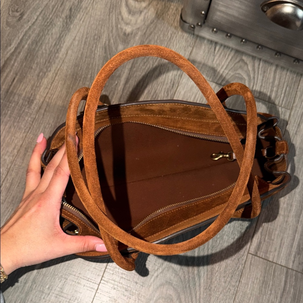 Coach Empire 34 Suede Shoulder Bag Classic Dark Brown Suede LIKE NEW AUTHENTIC ✨ - Picture 14 of 16